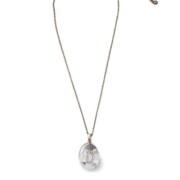 Brilliant Silver Tone Initial "D" White Topaz Pendant Chain Necklace JW1535 - Picture 1 of 6